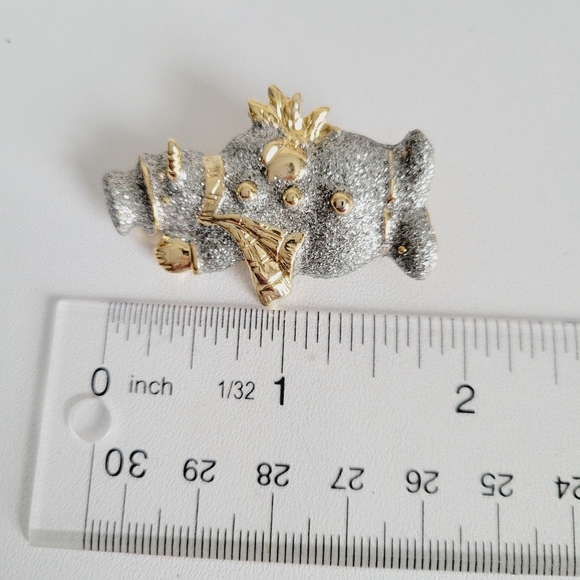 Christmas enameled snowman brooch - Picture 2 of 3